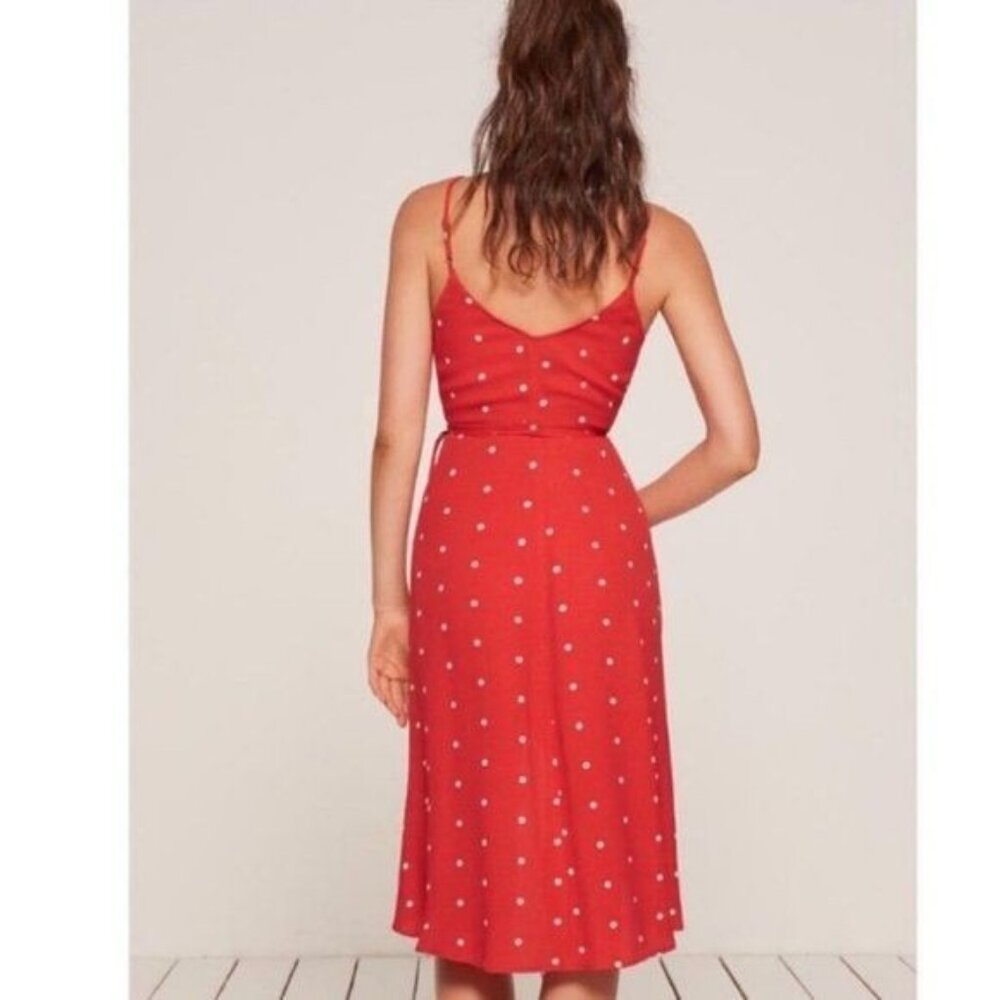Reformation Anouk Polka Dot Wrap Dress Frill Tulip - Picture 6 of 14